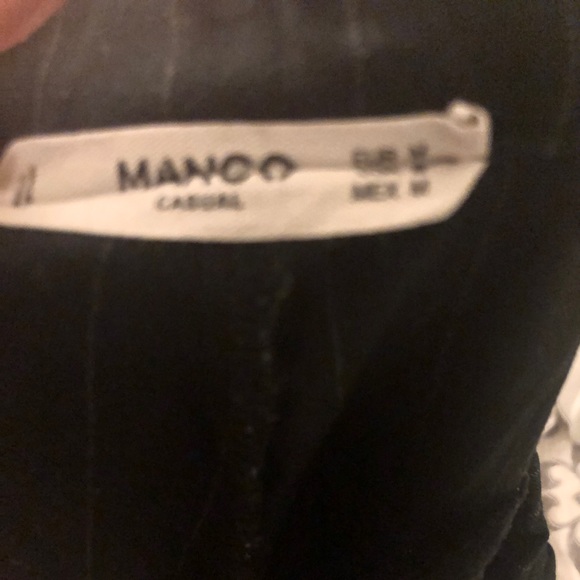 Mango Casual Black with Grey Stripe Pants with Elastic Tie Waist - Picture 2 of 4